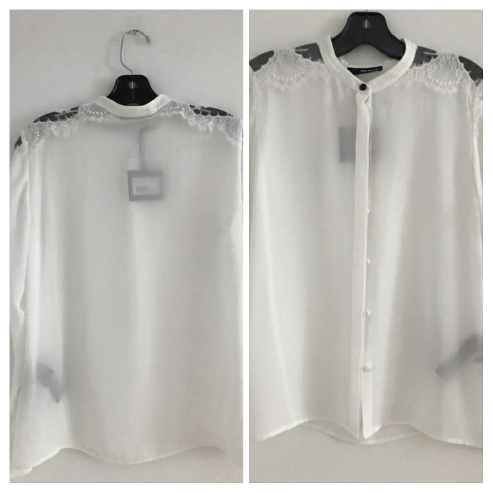 The Kooples crepe fancy lace blouse